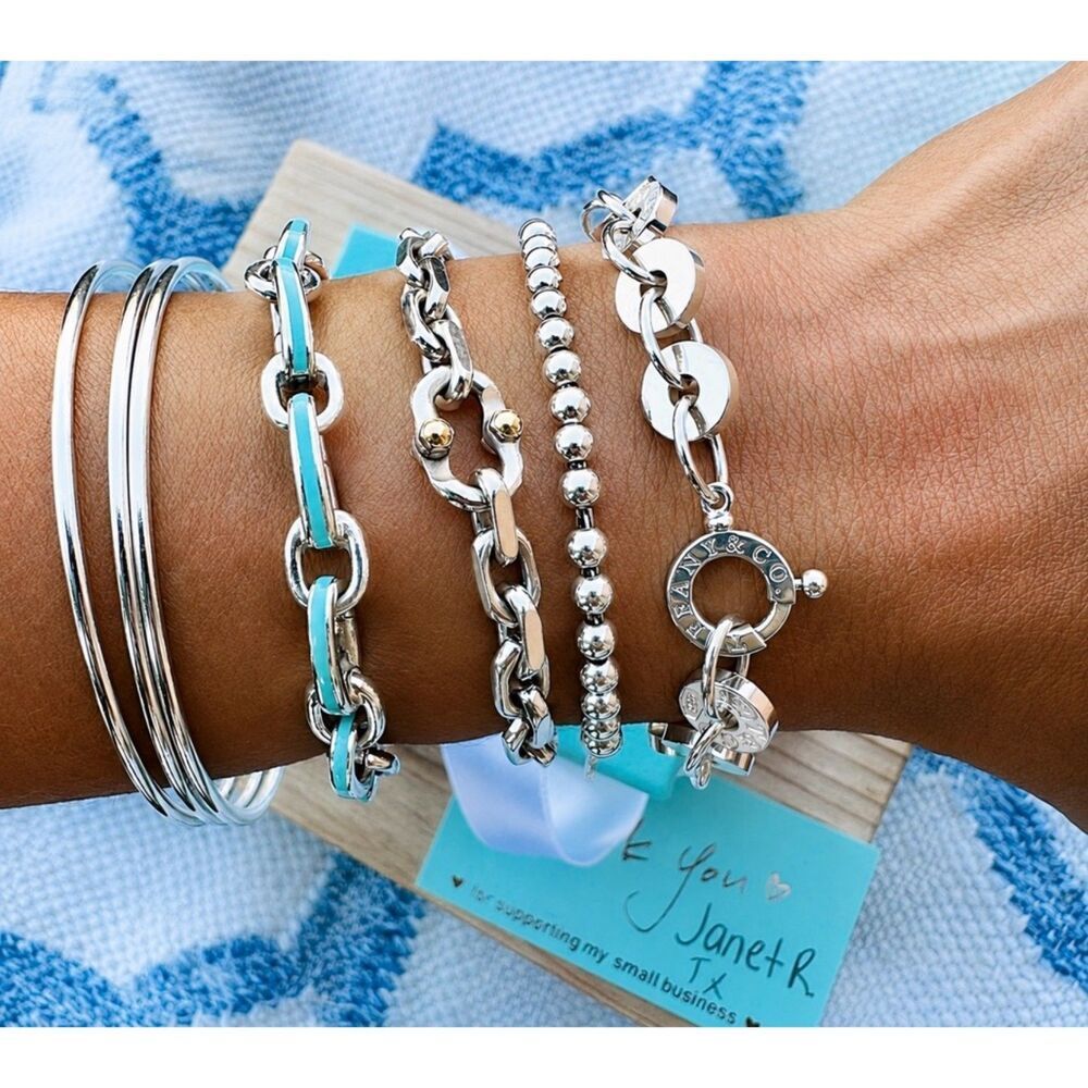 Like New Tiffany & Co. 1837 Circle Link Bracelet in Silver, 7 inch